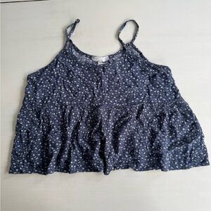 Navy Blue Floral Tank Top